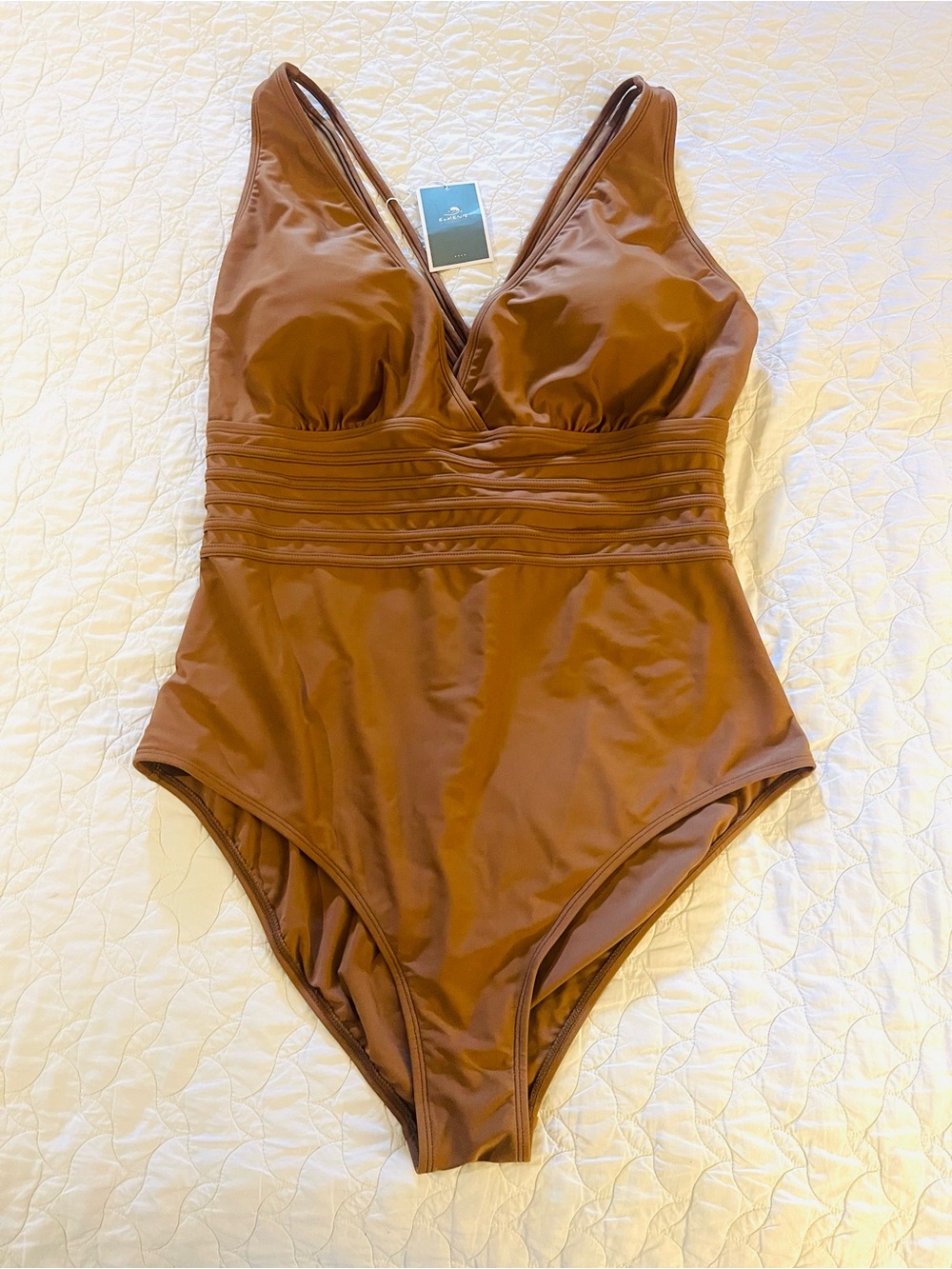 Classic Brown One-Piece Swimsuit - Comfortable, Supportive Fit